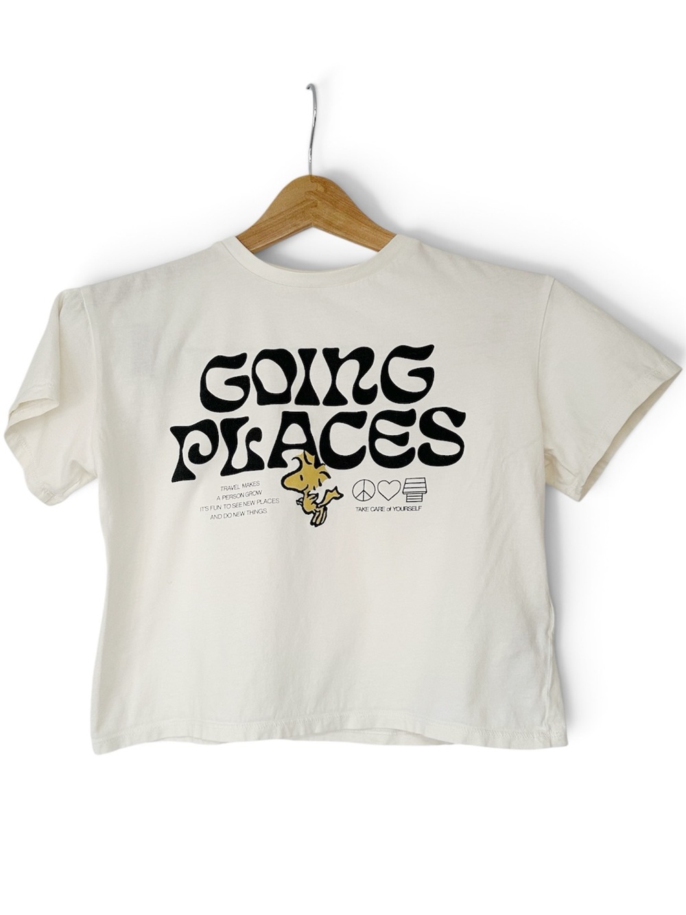Girls H&M Peanuts Cropped Graphic Tee